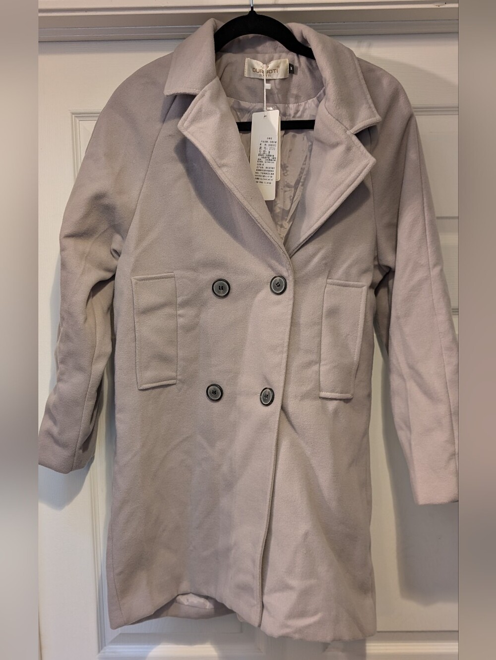 NEW Ouruoti Women's Light Gray Super Soft 2 Button Coat Size Medium cthny NWT